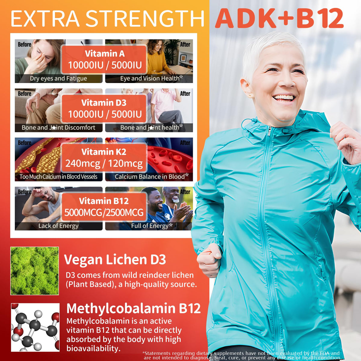 Flacon de gummies ADK + B12 NEVISS ouvert avec gummies visibles