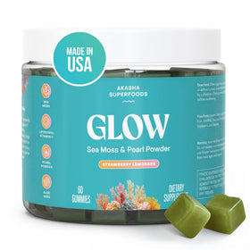 Flacon de Gummies Algues Maritimes Akasha Superfoods 60ct avec étiquette colorée