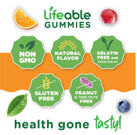 Flacon de Gummies Ashwagandha Lifeable sur une table