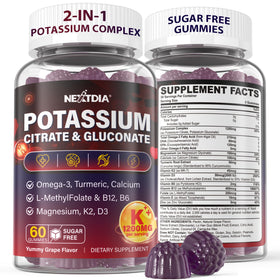 Flacon de gummies au potassium Nextdia 1200mg vue de face