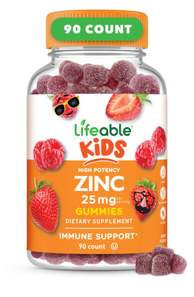 Flacon de gummies au zinc Lifeable pour enfants, 90 gummies au goût de baie