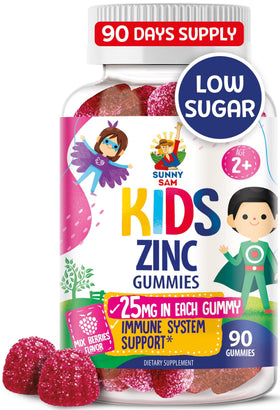 Flacon de gummies au zinc SUNNY SAM pour enfants, 90 gummies
