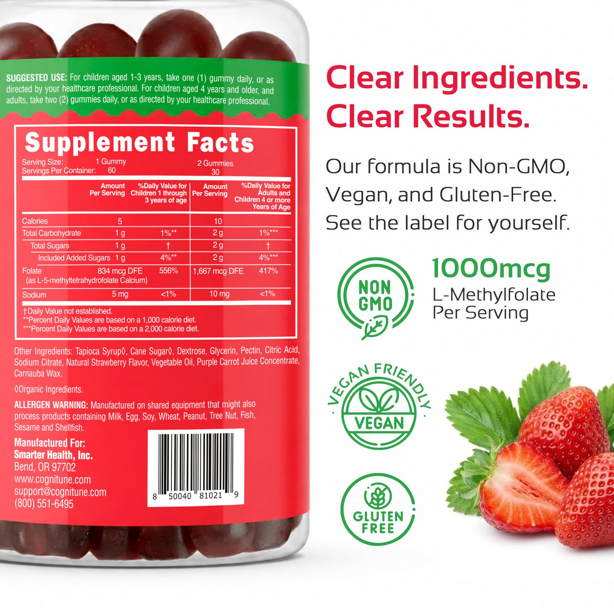 Flacon de gummies avec couvercle ouvert