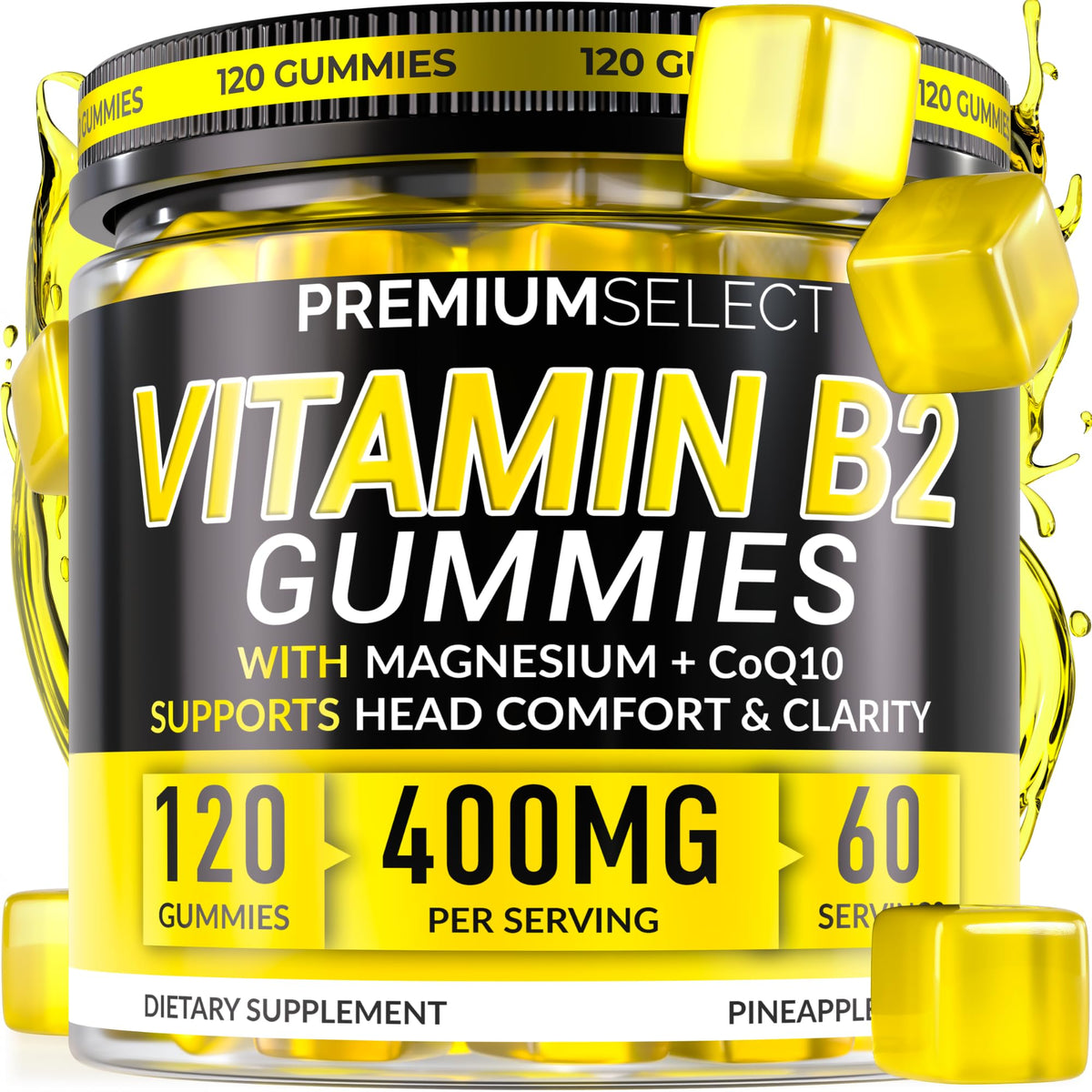 Flacon de gummies B2 400mg Premium Select Nutrition vue avant