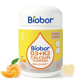 Flacon de gummies Biobor avec Vitamine D3 K2 Calcium, 60 gummies