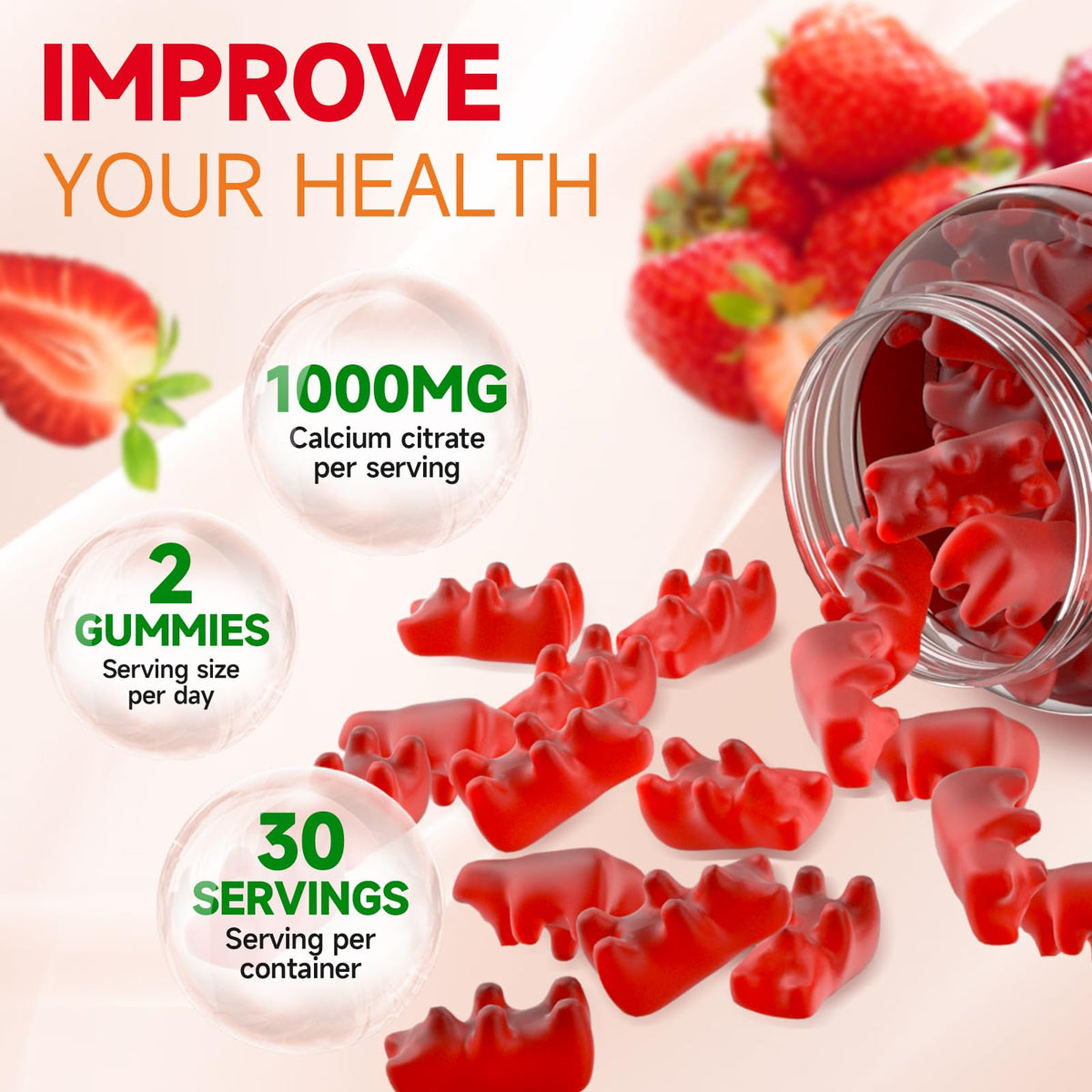 Flacon de gummies Calcium Citrate GrnLife 1000mg arrière