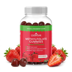 Flacon de gummies CogniTune Méthylfolate 1000mcg avec étiquette
