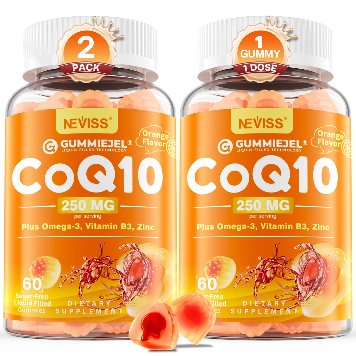 Flacon de gummies CoQ10 250mg NEVISS avec 60 pièces