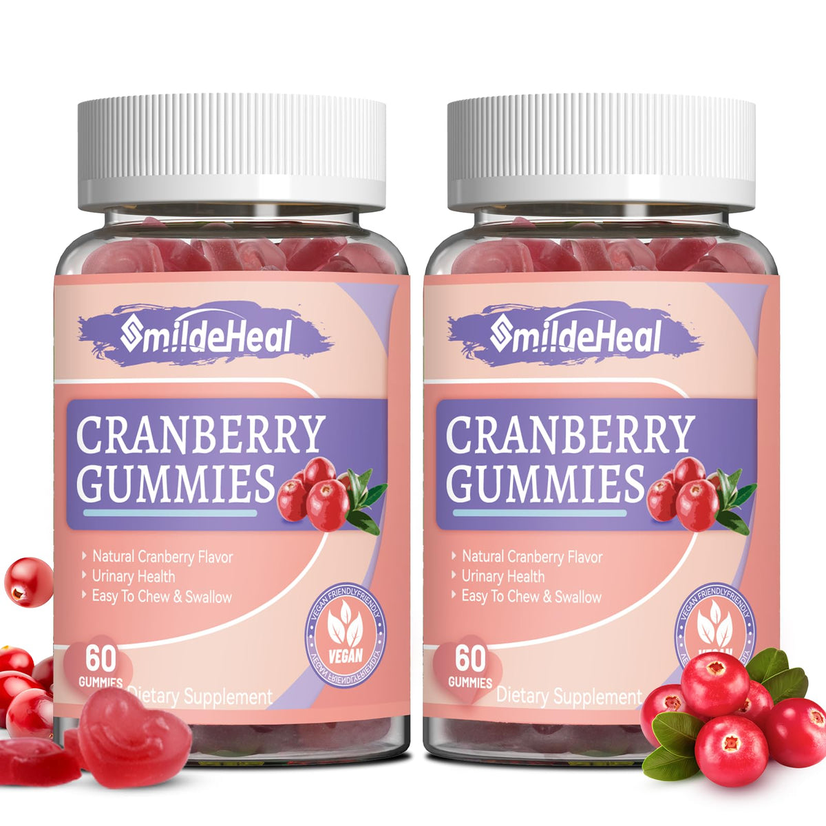 Flacon de gummies Cranberry SmildeHeal 1000mg 120 pièces