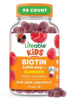 Flacon de gummies de biotine Lifeable 5000mcg pour enfants, 90 gummies