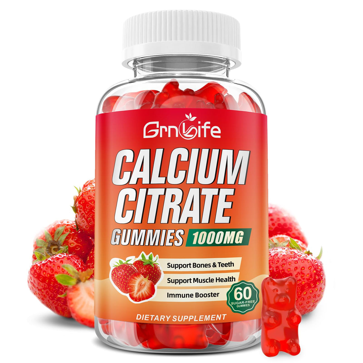 Flacon de gummies de Calcium Citrate 1000mg GrnLife, 60 unités