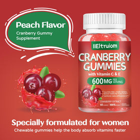 Flacon de gummies de canneberge IIEltruiom ouvert avec gummies visibles