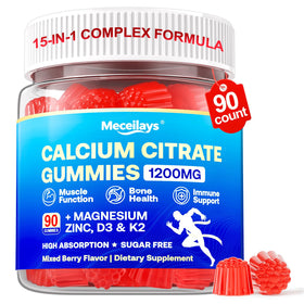 Flacon de gummies de citrate de calcium Meceilays, 90 unités, saveur fruits mélangés
