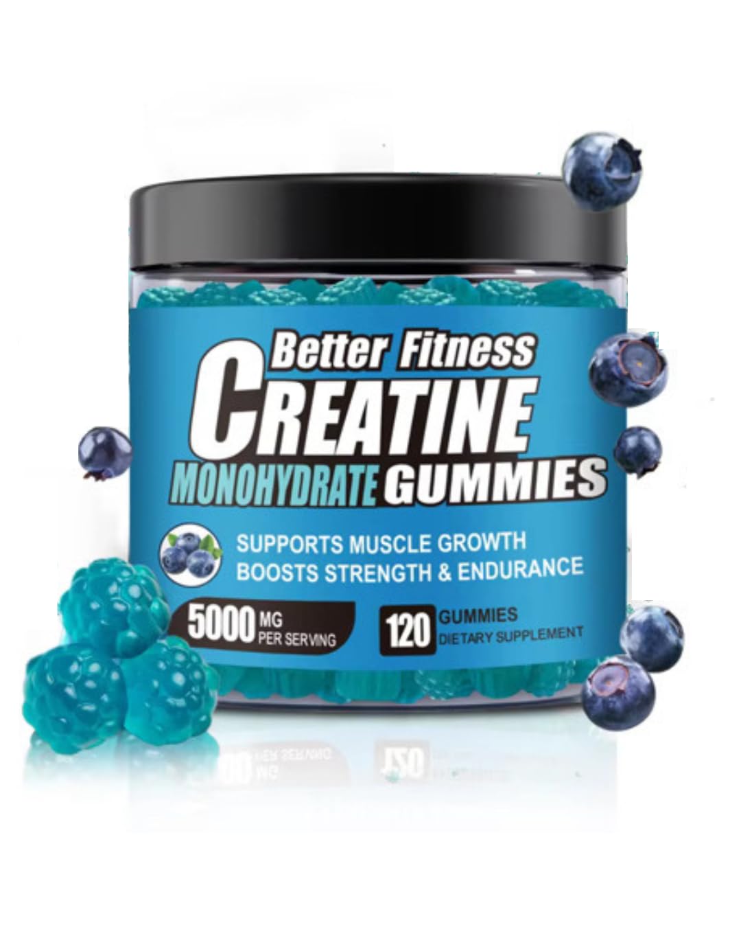 Flacon de Gummies de Créatine BetterFitness avec 120 gummies à la myrtille