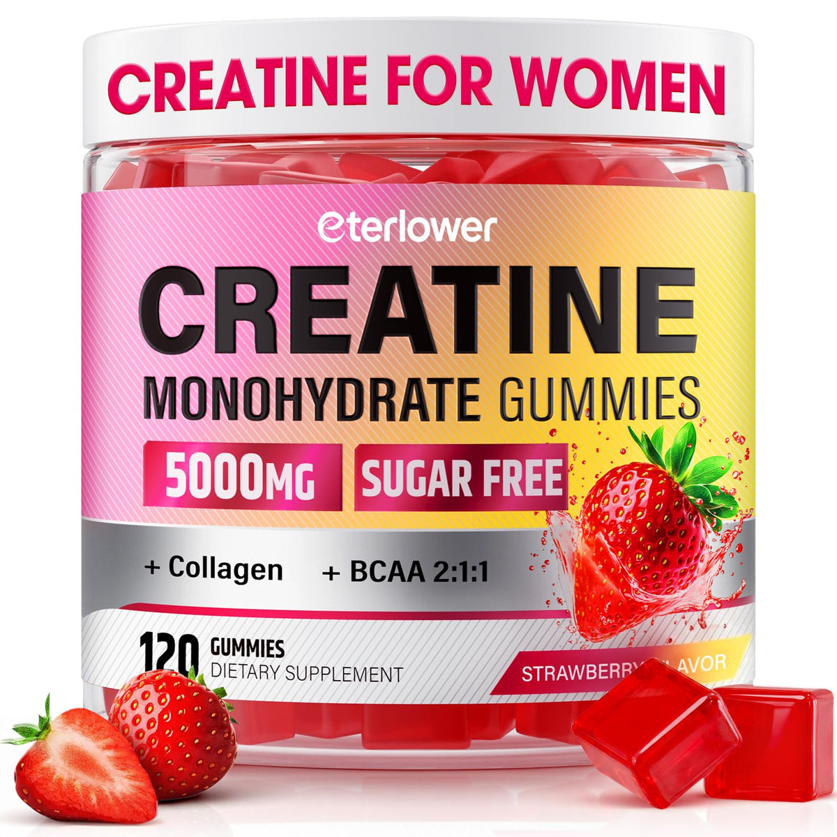 Flacon de gummies de créatine eterlower avec 120 pièces