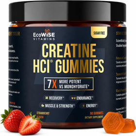 Flacon de gummies de créatine HCl ECOWISE VITAMINS avec étiquette