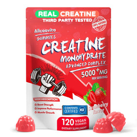Flacon de gummies de créatine Monohydrate Allcoovita avec 120 gummies