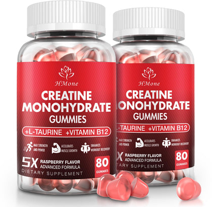 Flacon de gummies de créatine monohydrate HMone, 160 pièces, goût framboise