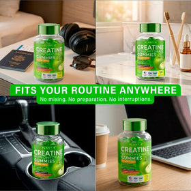 Flacon de gummies de créatine monohydrate ouvert
