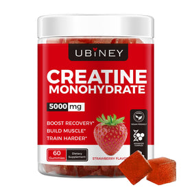 Flacon de gummies de créatine monohydrate Ubiney 5000mg, vue de face