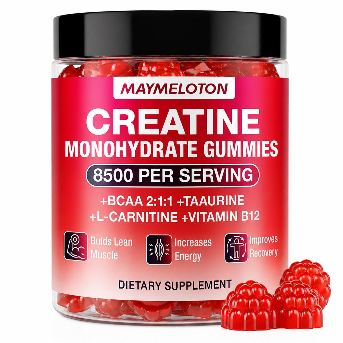 Flacon de gummies de créatine Nubetong 120 unités saveur framboise