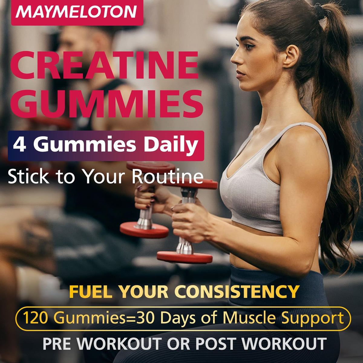 Flacon de gummies de créatine Nubetong avec étiquette bien visible