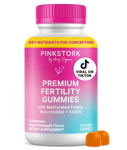 Flacon de Gummies de Fertilité Pink Stork 60 gummies au goût de mangue et d'ananas
