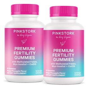 Flacon de Gummies de Fertilité Premium Pink Stork, 60 gummies au goût mangue-ananas