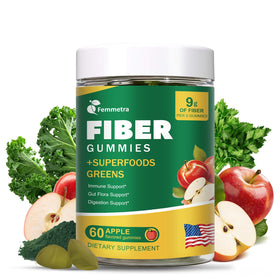 Flacon de gummies de fibres Femmetra 310g, saveur pomme, vue de face