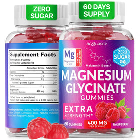 Flacon de gummies de magnésium glycinate 400mg BE&LANCY vue de face