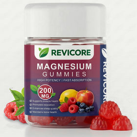 Flacon de gummies de magnésium glycinate REVICORE 200mg, 60 capsules