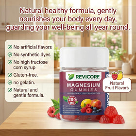 Flacon de gummies de magnésium glycinate REVICORE ouvert