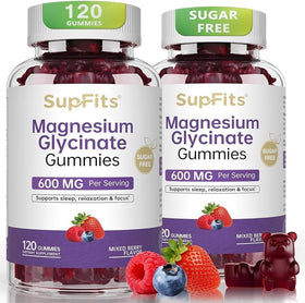 Flacon de gummies de magnésium glycinate Supfits 600mg, vue de face