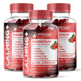 Flacon de gummies de magnésium glycinate WELLNESS LABSRX 1000mg à la fraise