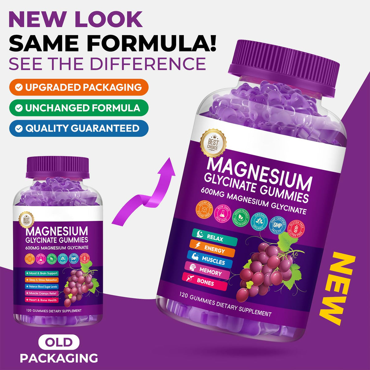 Flacon de gummies de magnésium glycinate Xytora sur fond blanc