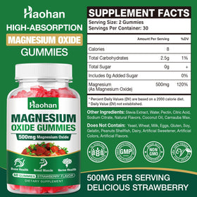 Flacon de gummies de magnésium Haohan 500mg avec 60 gummies