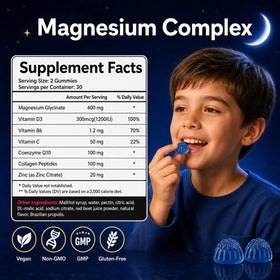 Flacon de gummies de magnésium hcusmile avec étiquette visible