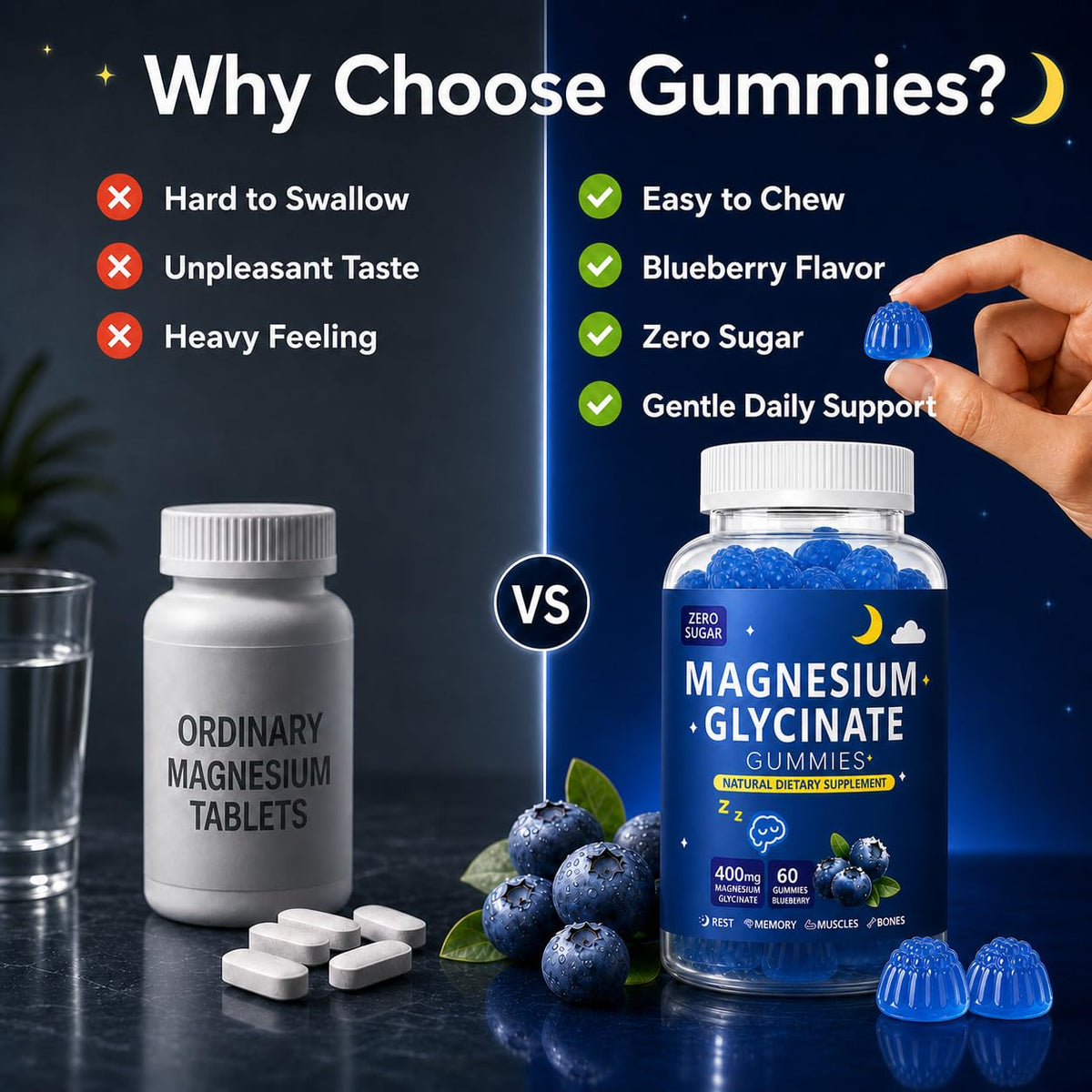 Flacon de gummies de magnésium hcusmile ouvert