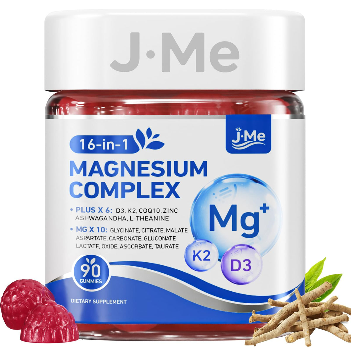 Flacon de gummies de magnésium JME 90 unités vue de face