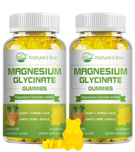 Flacon de gummies de magnésium Nature's live 600mg avec étiquette