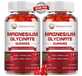Flacon de gummies de magnésium Nature's live 600mg, vue de face