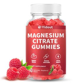 Flacon de gummies de magnésium Yidout 1500mg framboise vue de face