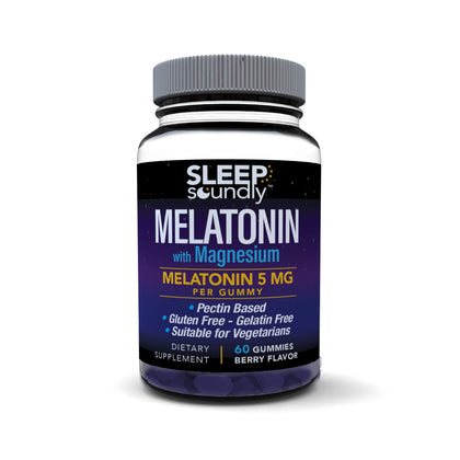 Flacon de gummies de mélatonine et magnésium Sleep Soundly, 60 unités, saveur baie