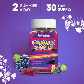 Flacon de gummies de quercétine SmildeHeal avec dosage conseillé