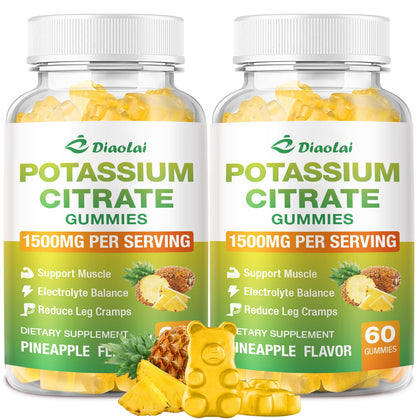 Flacon de gummies DIAOLAI Citrate de Potassium 1500mg saveur ananas