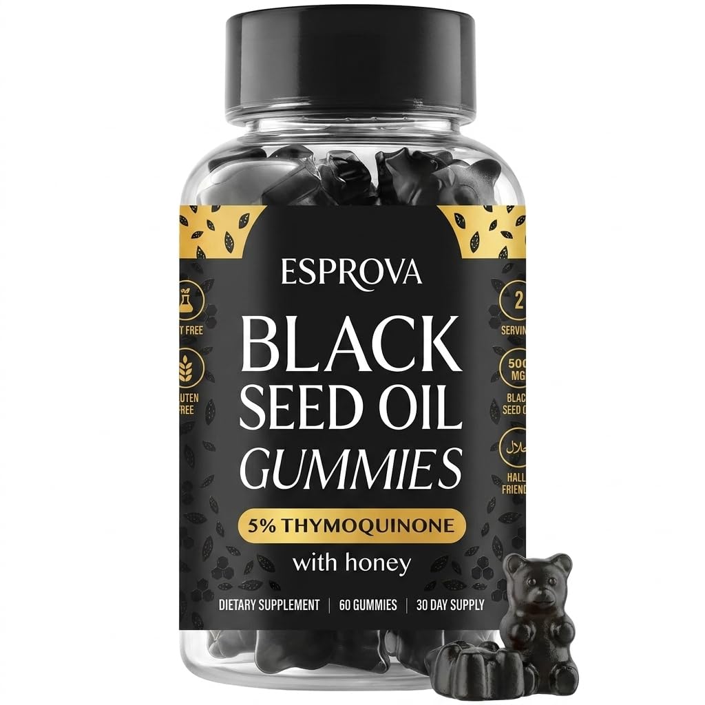 Flacon de gummies Esprova à l'huile de nigelle avec miel, 60 pièces