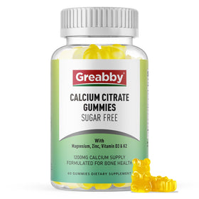 Flacon de gummies GREABBY au citrate de calcium 1200 mg, vue de face