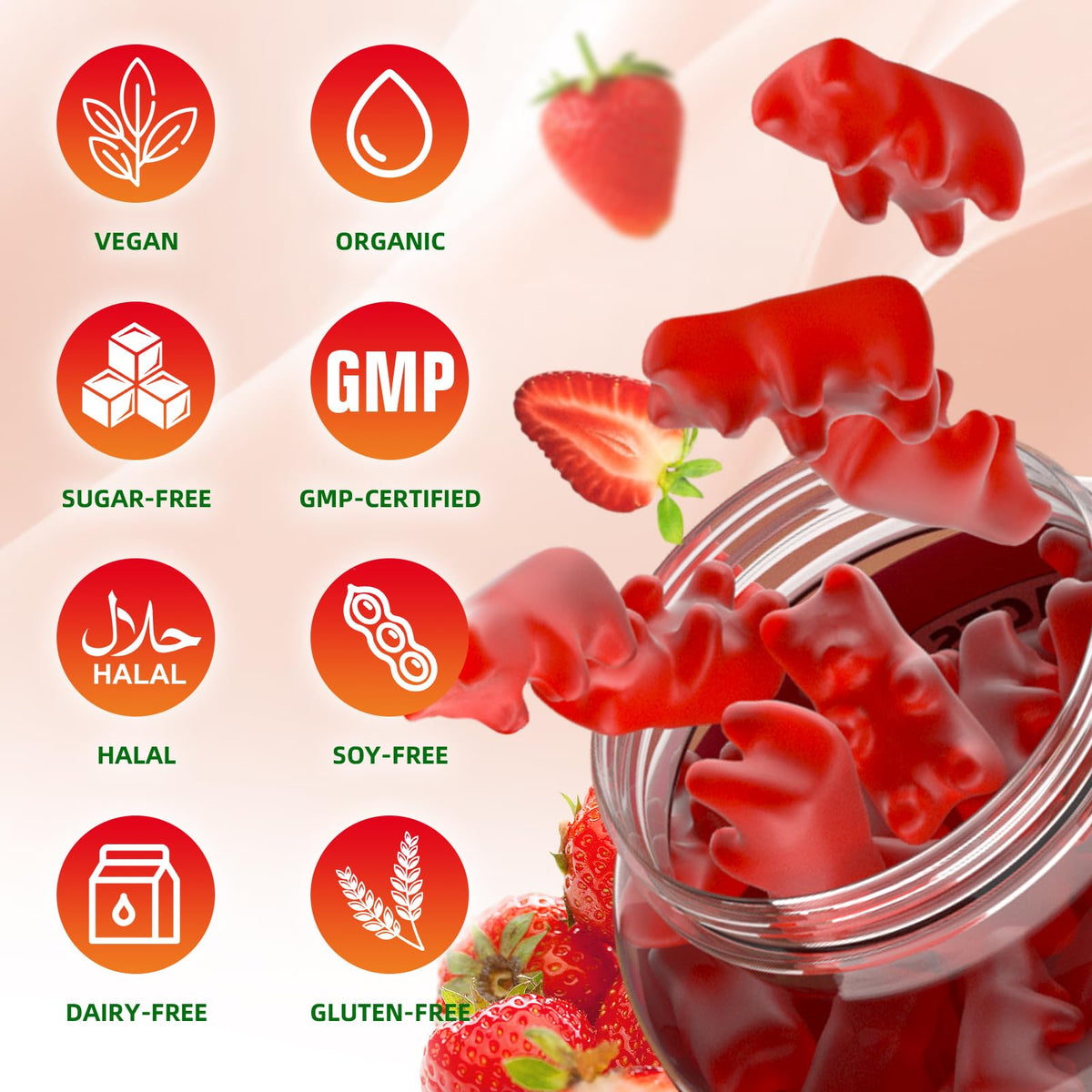 Flacon de gummies GrnLife avec étiquette visible