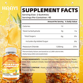 Flacon de gummies HAAYI 1200mg avec étiquette bien visible