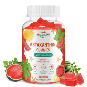 Flacon de gummies HEALOADING Astaxanthine 12mg vue de face